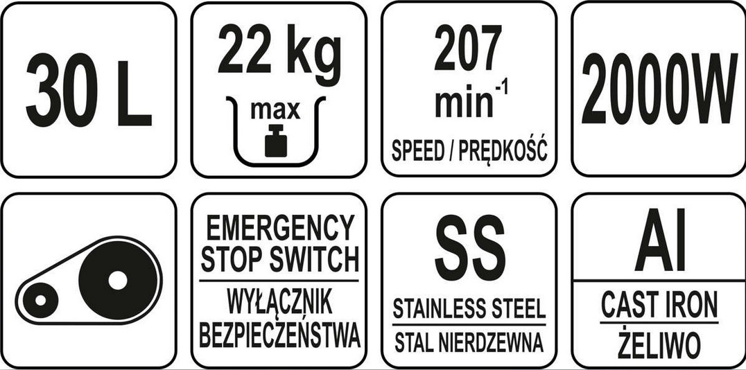Mikser spiralny do ciast ciężkich 30 L , pizza pierogi 220 V, Yato YG-03063 Mikser spiralny do ciast ciężkich 30 L , pizza pierogi 220 V, Yato YG-03063