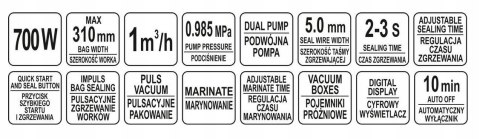 Zgrzewarka próżniowa pakowarka listwowa YATO YG-09315 Zgrzewarka próżniowa pakowarka listwowa YATO YG-09315