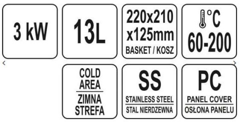 Frytownica, frytkowica pojedyncza 8,5 L elektryczna Yato Frytownica, frytkowica pojedyncza 8,5 L elektryczna Yato