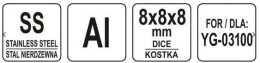 Tarcza do kostki, kostka 8 x 8 x 8 mm do szatkownicy Yato YG-03100