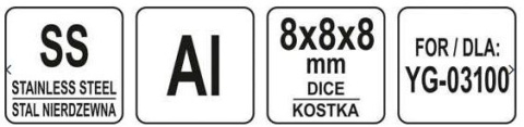 Tarcza do kostki, kostka 8 x 8 x 8 mm do szatkownicy Yato YG-03100 Tarcza do kostki, kostka 8 x 8 x 8 mm do szatkownicy Yato YG-03100