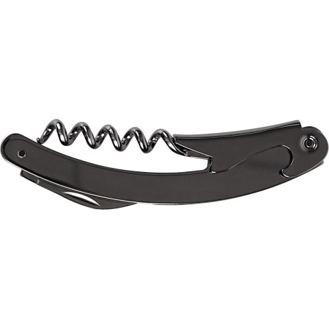 Otwieracz, korkociąg kelnerski, czarny, zakrzywiony, 3-funkcyjny