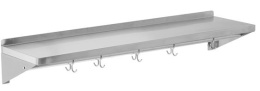 Półka wisząca z haczykami 1000x300x180 mm ze stali nierdzewnej z tylnym rantem Yato