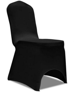 Elastyczny pokrowiec na krzesło czarny naciągany - wypożyczalnia pokrowców na krzesła, wynajem